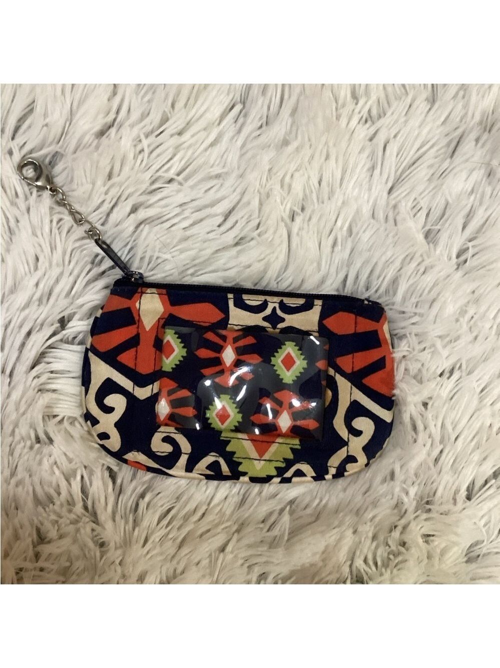 Vera Bradley zip ID Coin Keys Cards holder case with lobster claw clasp